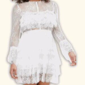 NWT True Decadence White Mini Lace Dress Large Petite